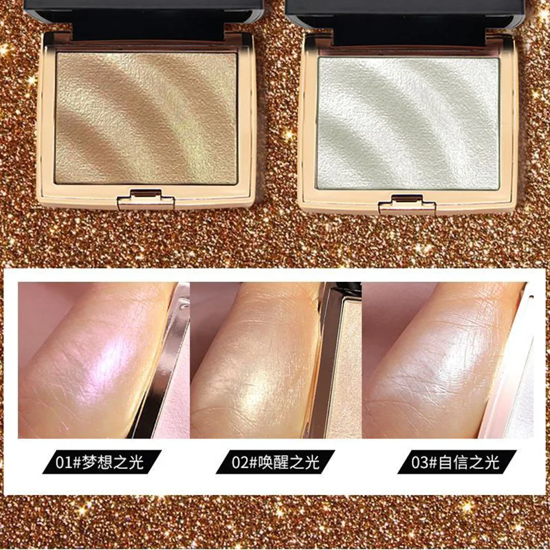 3 цвета Блестящий хайлайтер палитра голографическая мерцающая пудра для лица и
