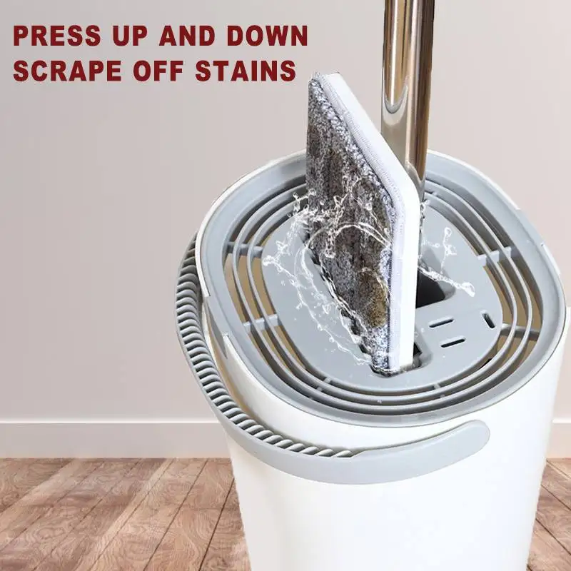 

Mop Microfiber Mop Pads Wet or Dry Usage on Hardwood Laminate Tile Flat Squeeze Mop and Bucket Hand Free Wringing Floor Cleaning