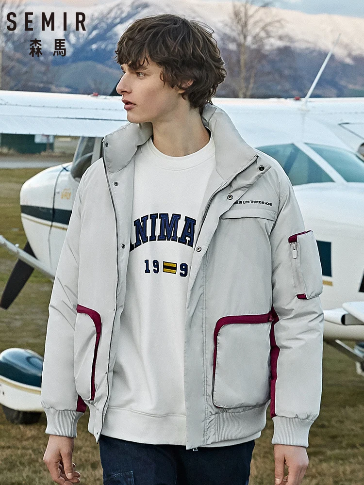 

SEMIR Men cotton jacket 2019 winter new loose tooling windbreak stand collar thick jacket warm cotton jacket coat
