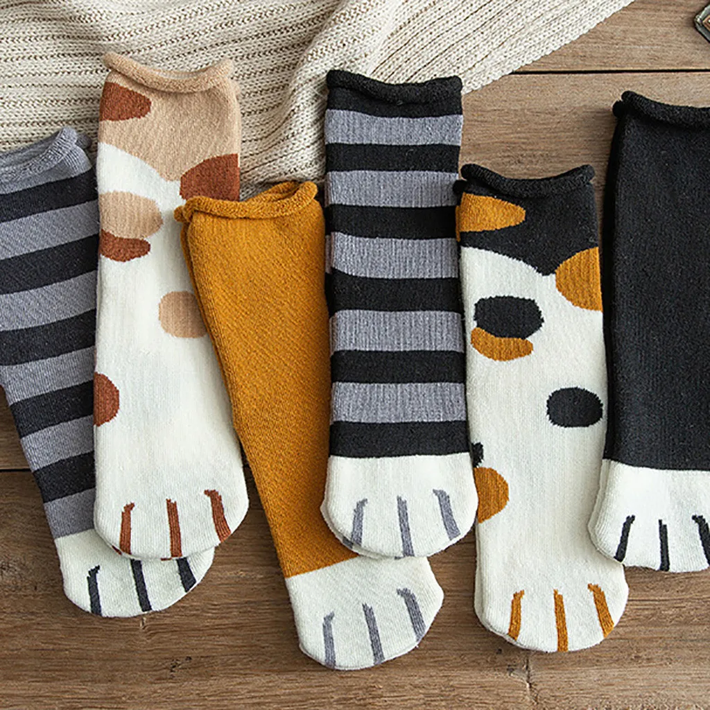 Носки женские модные симпатичная кошачья лапа кораллового цвета|Носки| |