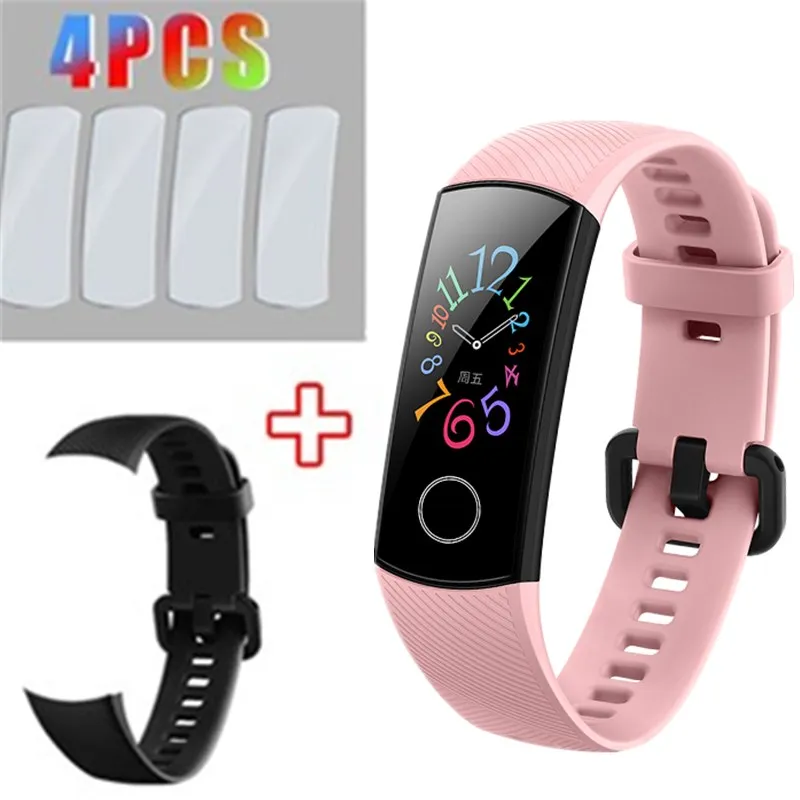pink add black Смарт-браслет huawei Honor Band 5 с кислородом крови, сенсорный экран Amoled 0,95 дюйма, фиксирующий частоту пульса и сна, SnapBracelet - Цвет: pink add black
