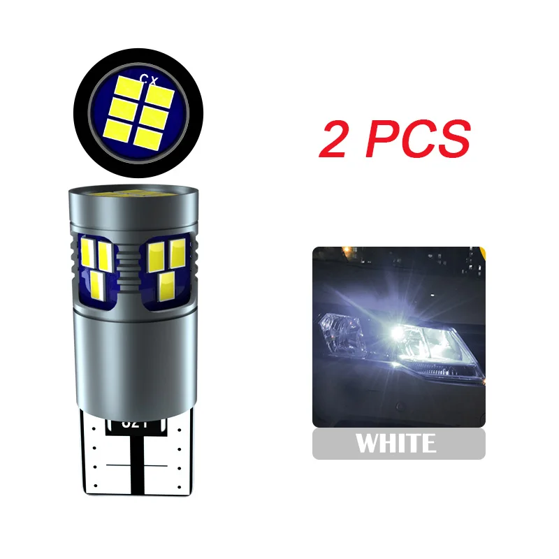 2 шт. W5W Led Canbus белый желтый красный T10 168 194 Лампочки Габаритные огни для Toyota Hilux Fortuner Land Cruiser Camry Corolla - Испускаемый цвет: White