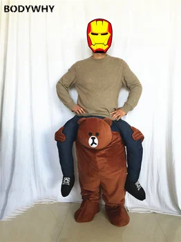 

New Brown Yellow Bear Carry Me Mascot Costume Cosplay Party Game Dress Outfits Clothing Advertising Promotion Carnival Halloween