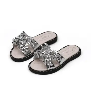 

Fashion Diamond little girls summer sandals bow big kids shoes princess for children shoes wedding 6~11 years