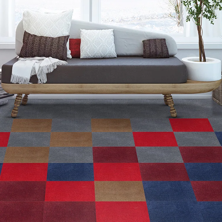 

Office Hotel Bedroom Soft Loading Nylon Printed Square Joint Rug PVC Environmentally Friendly Soft-Sole Foreign Trade
