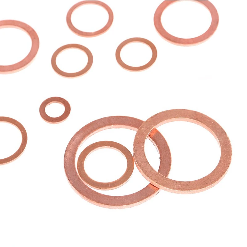 

Professional Assorted Copper Washer Gasket Set Metric Flat Ring Copper Sealing Washers Assortment Set-8 Sizes Of M6 M8 M10 M12