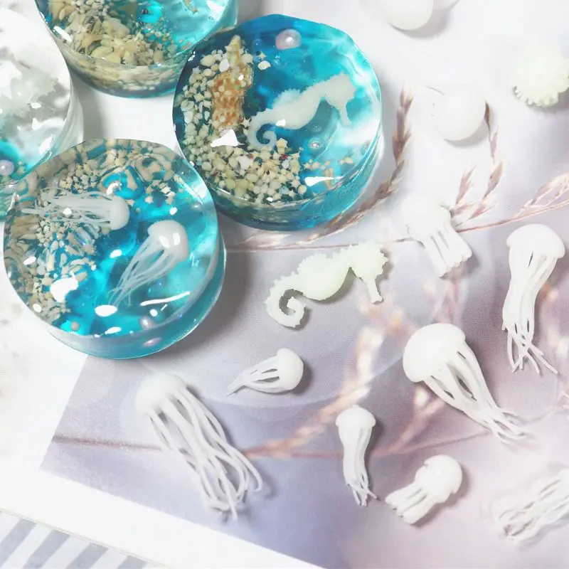 Кристаллическая эпоксидная смола океана Мини Медузы моделирование полимерная форма в морском стиле наполнители DIY наполнитель материалы DIY ремесла розлива