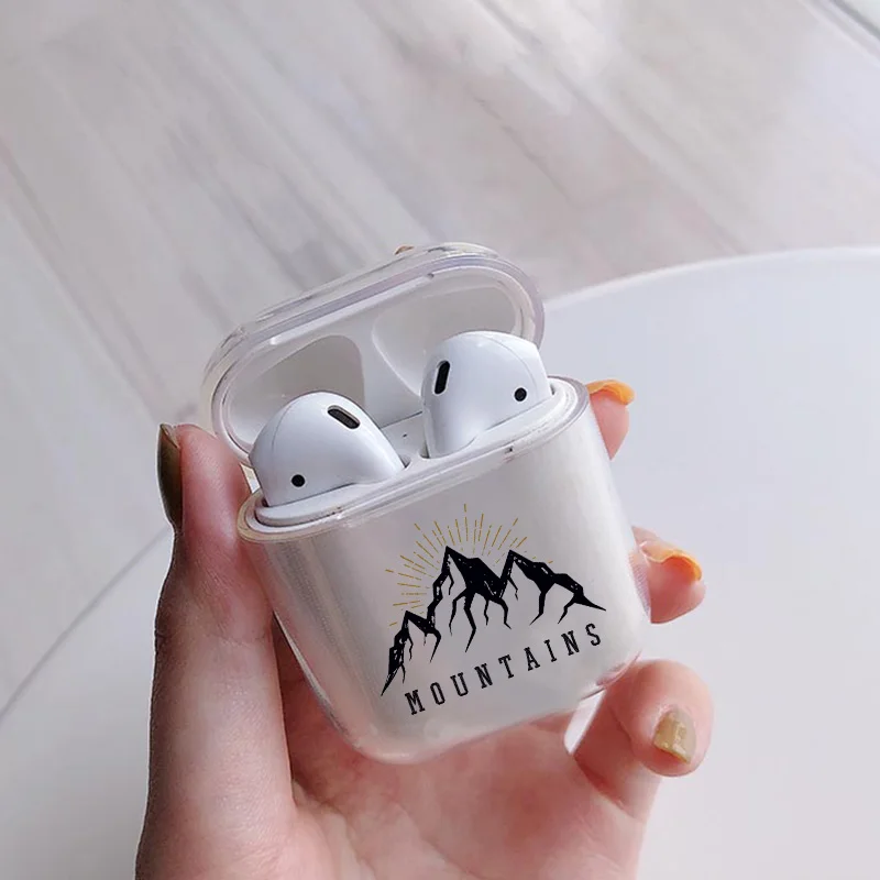 Чехол Airpods 1/2, прозрачный мягкий силиконовый чехол с рисунком восхода солнца для Bluetooth, беспроводной чехол для наушников, чехол для зарядки, сумки