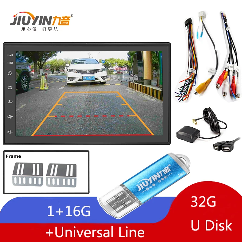Rádios de Carro Jiuyin Android Polegada Ultra-fino 2 Din Gravador Universal Estacionamento Gps Estéreo Multimidia Auto Player Retrovisor 8.1 7 45 Cheap Rádios automotivos
