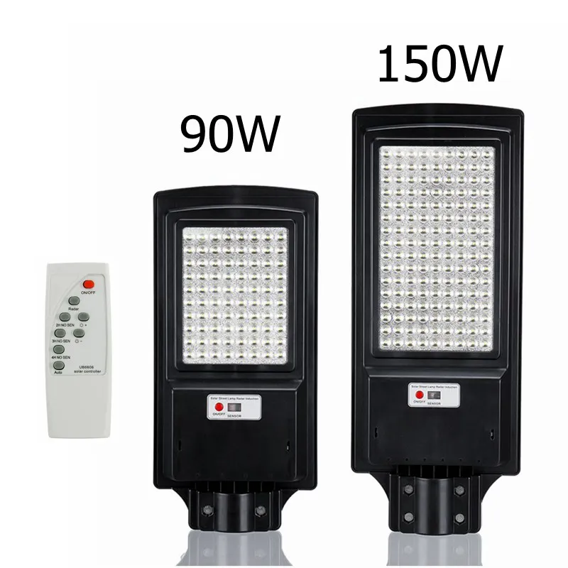 

New Style LED Highlight Solar Street Light 90W 150W Waterproof IP65 Light Control Timing Remote Control Radar Sensor Lamp