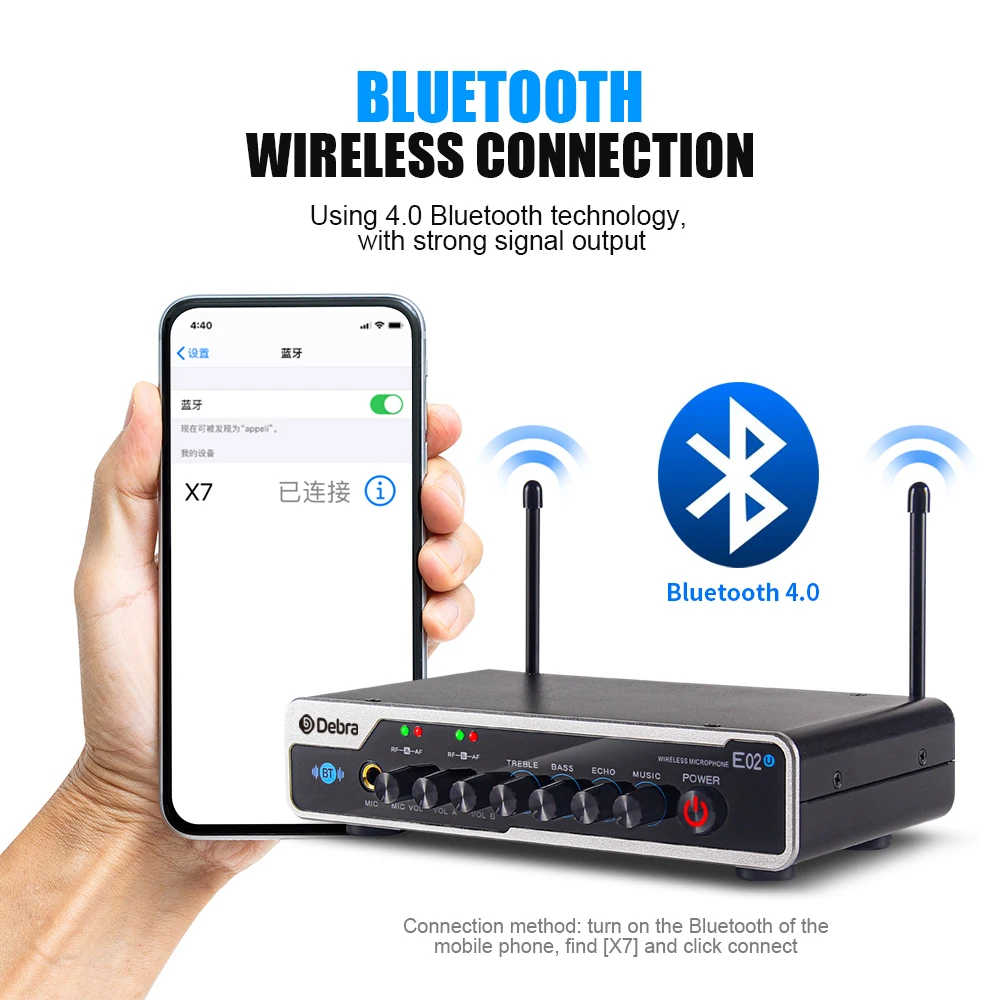 Debar E02U professional wireless microphone system