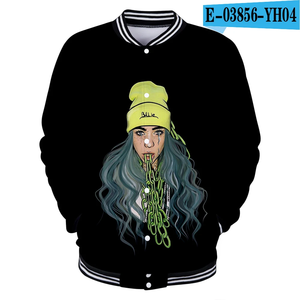 3D Осенняя мода для девочек 3D бейсбольная куртка billie eilish Женская/мужская бейсбольная форма хип-хоп Harajuku однобортная спортивная одежда - Цвет: 3D