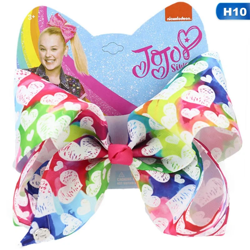 Новинка 8 дюймов JOJO SIWA большой бант для волос Радуга коробка Мода бант-узел шпильки подарок на день Святого Валентина