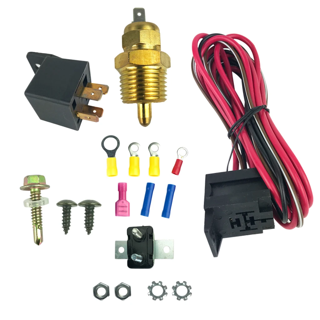 Electric Fan Wiring Install Kit Complete Thermostat 50 Amp Relay 185 SBC BB