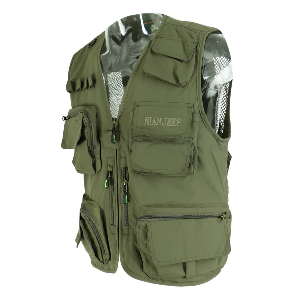 Men's Mesh Fishing Vest Photography Working Multi-pockets Vest Outdoors Sports Journalist's Vest Jacket Survival Utility Vest