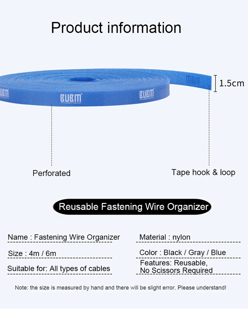 BUBM захватывающий перфорированный крюк и петля крепежная лента для управления кабелем, кабельный органайзер проволочный зажим для намотки наушников Держатель