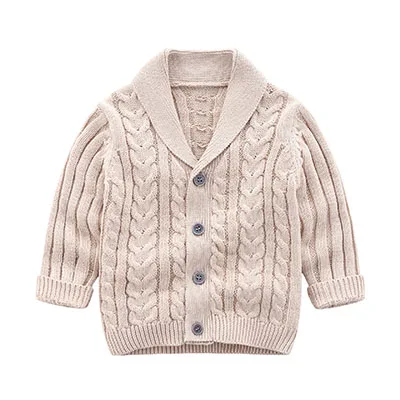 EB-90104 khaki New Spring Autumn Infant Baby Boy Girl Long Sleeve Knit Cardigan Coat Pure Color Kids Boy Girl Children Jackets - Цвет: EB-90104 khaki