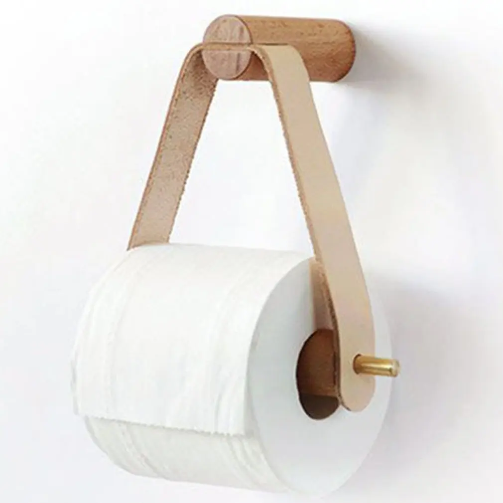 

Paper Roll Holder Kitchen Vertical Paper Towel Rack Bathroom Toilet Wooden Pure Copper Wall Paper Roll Holder