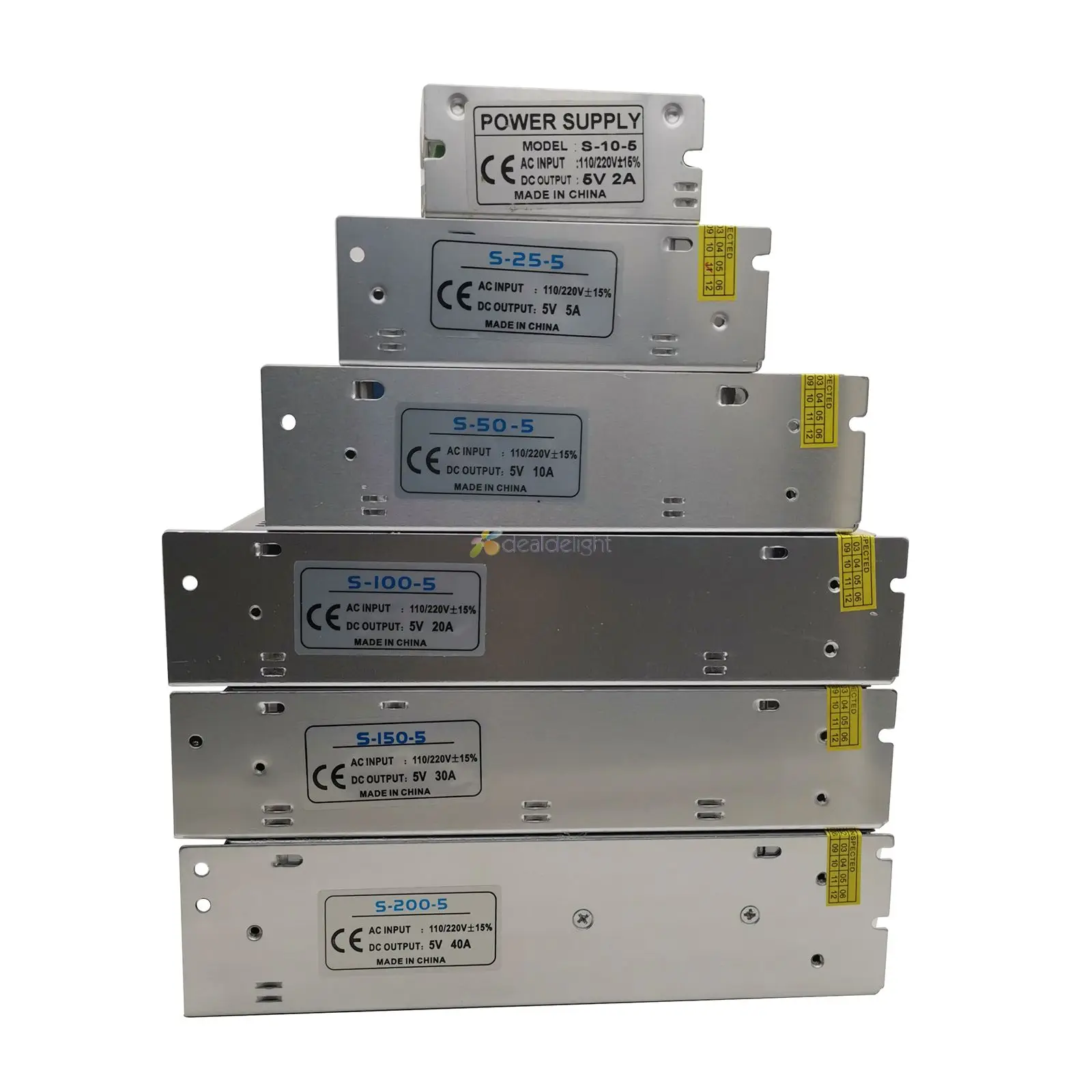 DC5V переключение Питание 2A 5A 10A 20A 30A 40A 60A Алюминий трансформатор 10W 25W 50W 100W 150W 200W 30W 400W