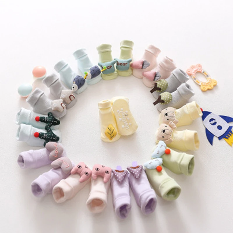 Baby Socks Rubber Non-slip Floor Cartoon Kids Cotton With Bells Newborn Girls Boys Soft Cute Boots 0-18 Months |