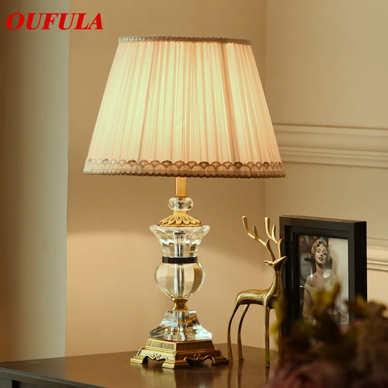 

OUFULA Crystal Table Lamps Desk Lights Luxury Modern Contemporary Fabric for Foyer Living Room Office Creative Bed Room Hotel