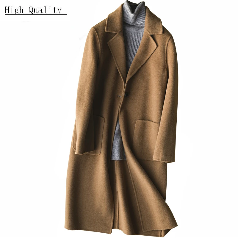 

Spring Cashmere Coat Women Long Jackets 100% Natural Wool Coat Female Sided Woolen Overcoat Elegant Clothes 2020 LWL1401