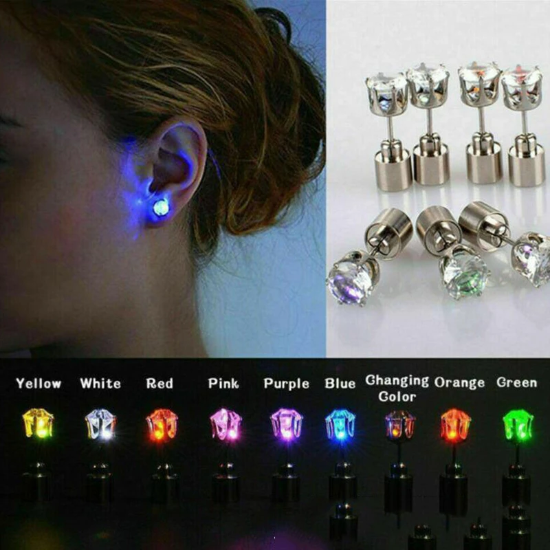 Pendientes con LED para chica, aretes luminosos, cubo, club nocturno, pareja, joyería luminosa, venta al por mayor|Aretes| - AliExpress
