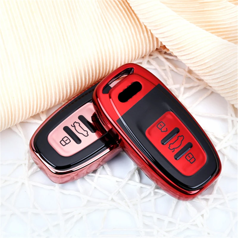 

Key case for car for Audi A4 A4L A5 S5 A6 Q5 SQ5 Fob 3 buttons car key case cover car key holder keychain key protector cover