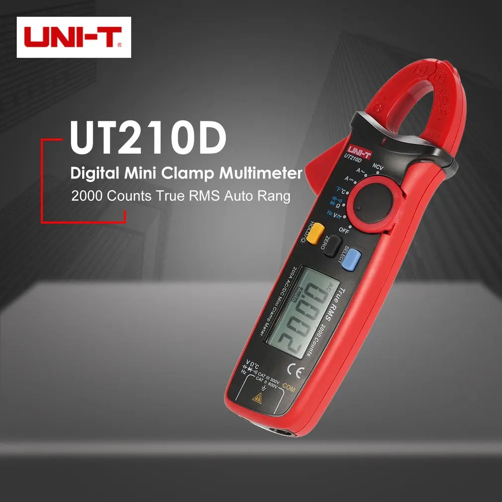 UNI-T мини True RMS цифровой ручной мультиметр-зажим Volmeter Авто диапазон DC/AC напряжение температура NCV UT210C 210D 210E