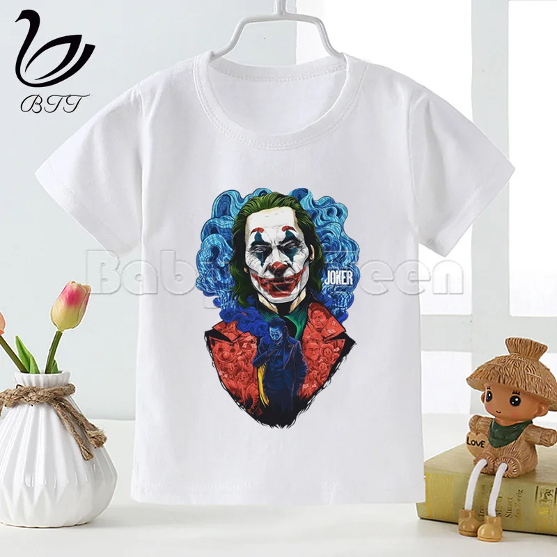 Joker Joaquin Phoenix/белая футболка для маленьких девочек повседневные футболки с короткими рукавами для мальчиков детские модные топы, летняя футболка для девочек