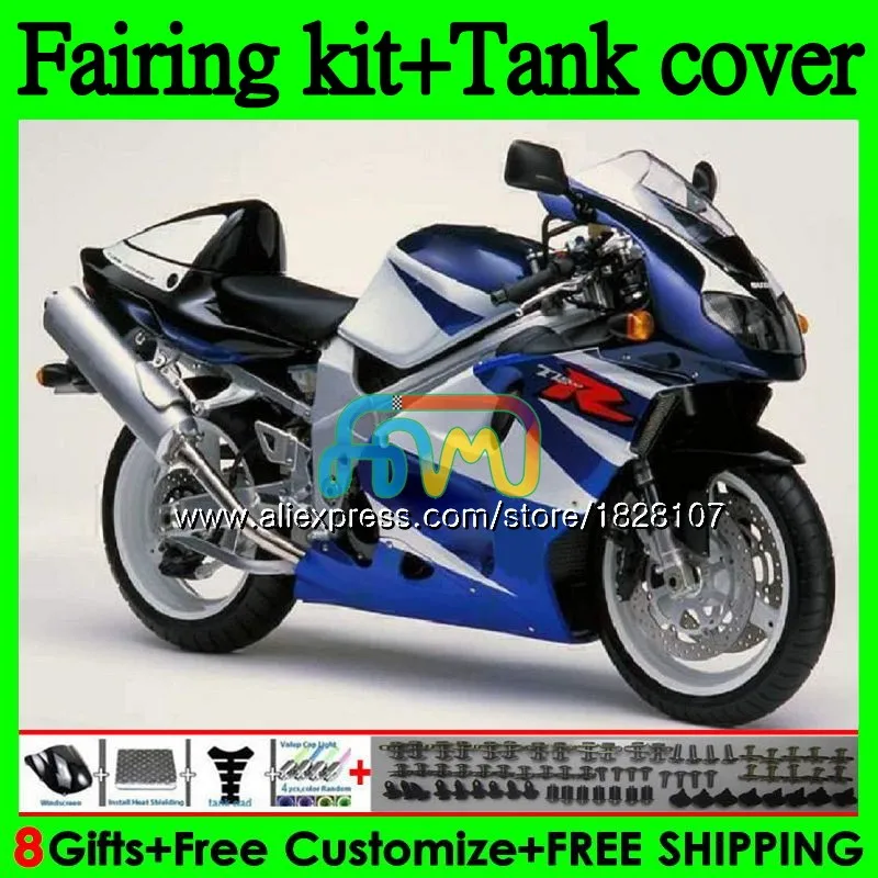 Комплект+ майка для SUZUKI TL1000R 1998 1999 2000 2001 2002 2003 100BS. 0 TL1000 TL 1000 R 1000R 98 99 00 01 02 03 обтекатель синего и белого цвета