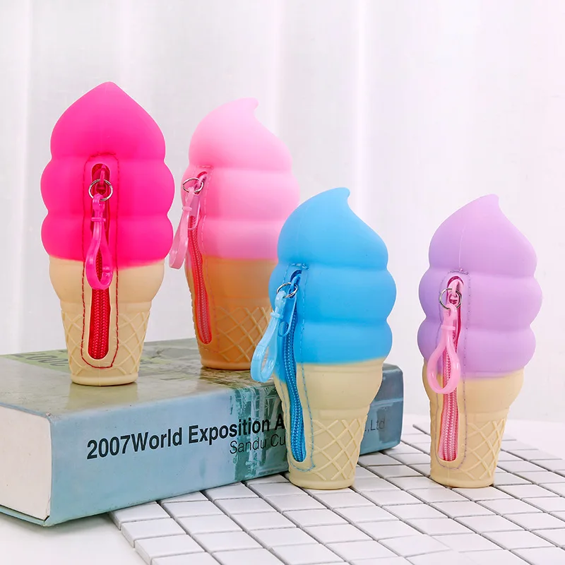 Cute Wallet Purse Earphone-Organizer Jelly-Coin Kawaii-Ice-Cream Candy-Color Pocket Storage-Box