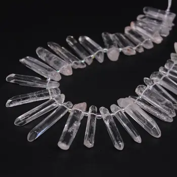 

6-11x24-56mm Natural Clear Crystal Quartz Top Drilled Gems Stone Lace Loose Beads 15"
