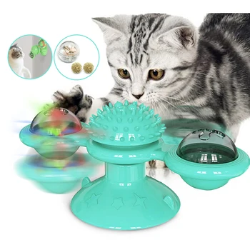 

Interactive Windmill Cat Toy Puzzle Pet Cat Hair Brushs Play Toys Training Interactive Turntable Massage Brush For Cat