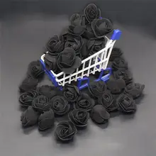 50 шт 100 шт 500 шт Дешевые мини черные ПЭ Пена головка розы поддельные цветы, изготовленные вручную Свадебные украшения