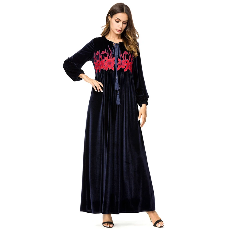 Vestidos abaya Kaftan Qatar бархатный арабский хиджаб мусульманское платье женское кафтан джилбаб халат Дубай Elbise турецкая исламская одежда