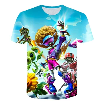 

Children T shirts Plants Vs Zombies Wars Boys Clothing Cartoon Game Pattern Boys Clothes Kids O-Neck T-shirt Summer Tops 4-14T
