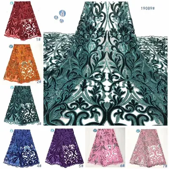 

African Velvet Lace Fabric 2020 green High Quality Lace Embroidered Nigerian Lace Fabric For Women Onion French Mesh Lace Fabric