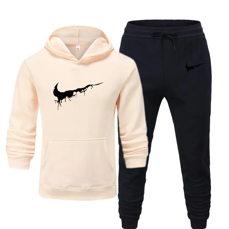 MensSportswear хлопок HoodiesSweatpants костюм для бега спортивная одежда Белый Многоцветный печать удобная модная одежда большого размера