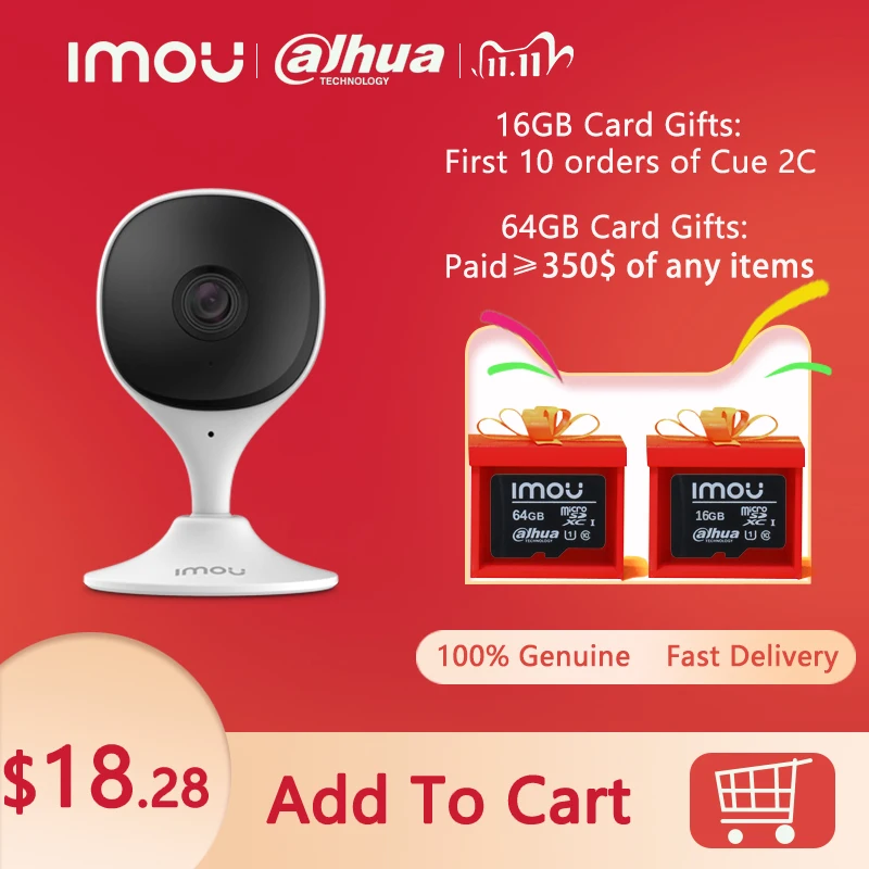 

Dahua Indoor Imou Cue 2C WIFI 1080P Mini Baby Monitor Human Detect Wireless Night Vision Cloud Home Security Sound Alarm IP Cam