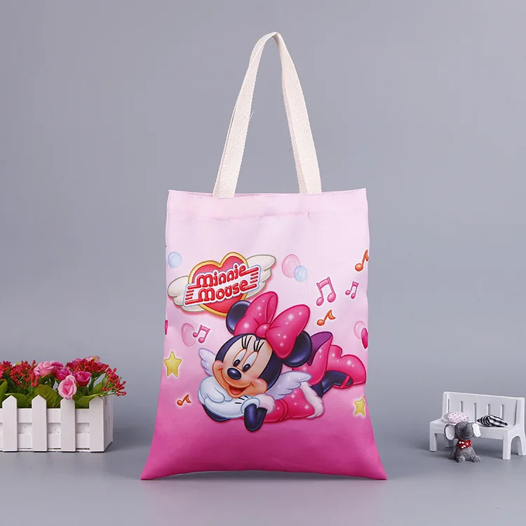 Сумка для подгузников disney, большая вместительность, мультяшная стежка, холщовая сумка-шоппер, сумка для покупок, сумка на плечо