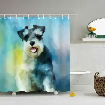 

Water Color Schnauzer Dog - Shower Curtain - Water, Soap, and - Shower Hooks are Included