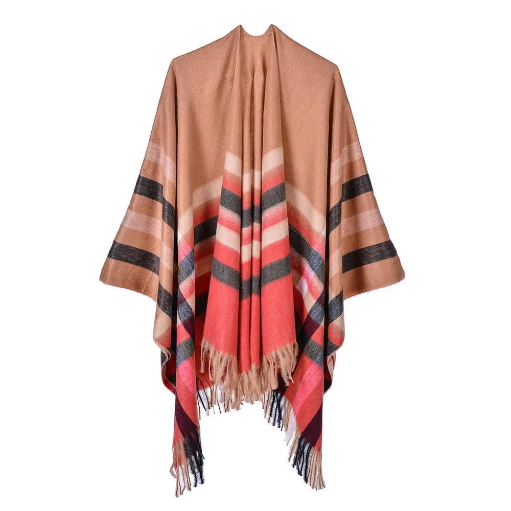 Роскошные брендовые дизайнерские пончо новые кашемировые женские зимние шарфы теплые шали и палантины из пашмины толстые накидки женский шарф - Цвет: color 5