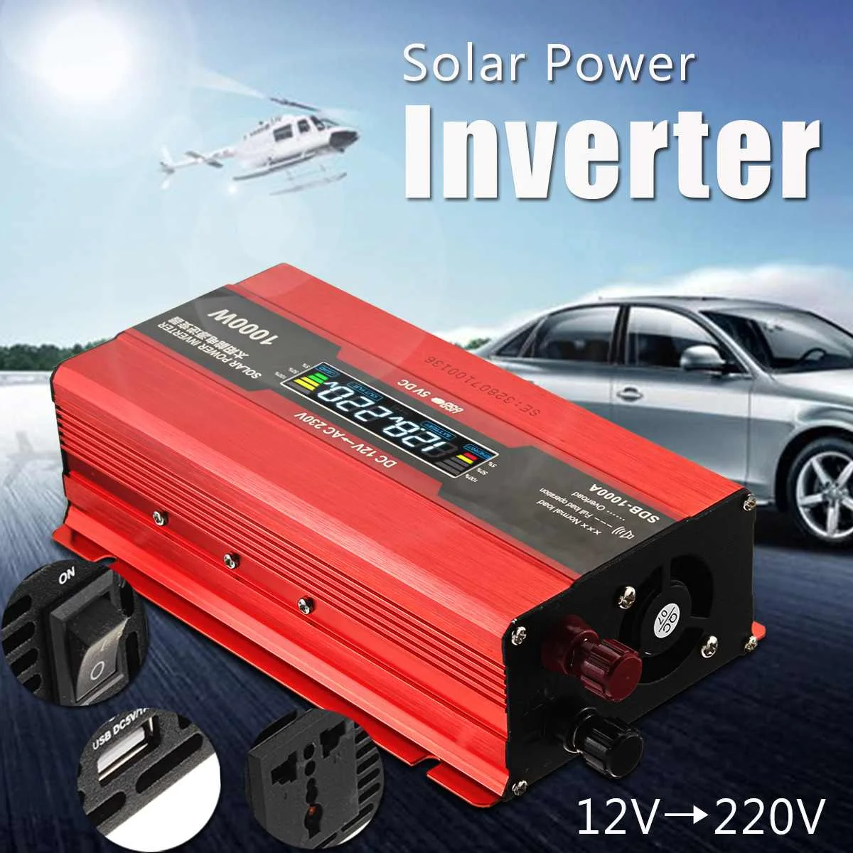 

1000W Car Inverter 12v 230v Auto Power Inverters 12 to 230 for Transformer Voltage Converter Inverters Charger Solar Adapter