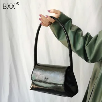 

[BXX] PU Leather Pleated Crossbody Bags For Women 2020 Simple Shoulder Messenger Bag Lady Handbags and Purses HJ679