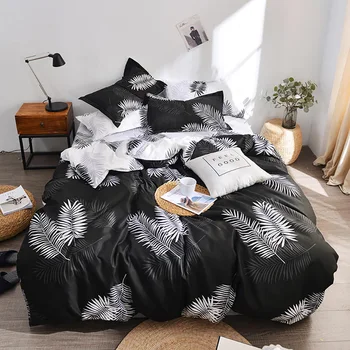 

Thumbedding King Size Bedding Set Leaves Simple Creative High End Duvet Cover Black Queen Full Twin Single Unique Design Bed Set