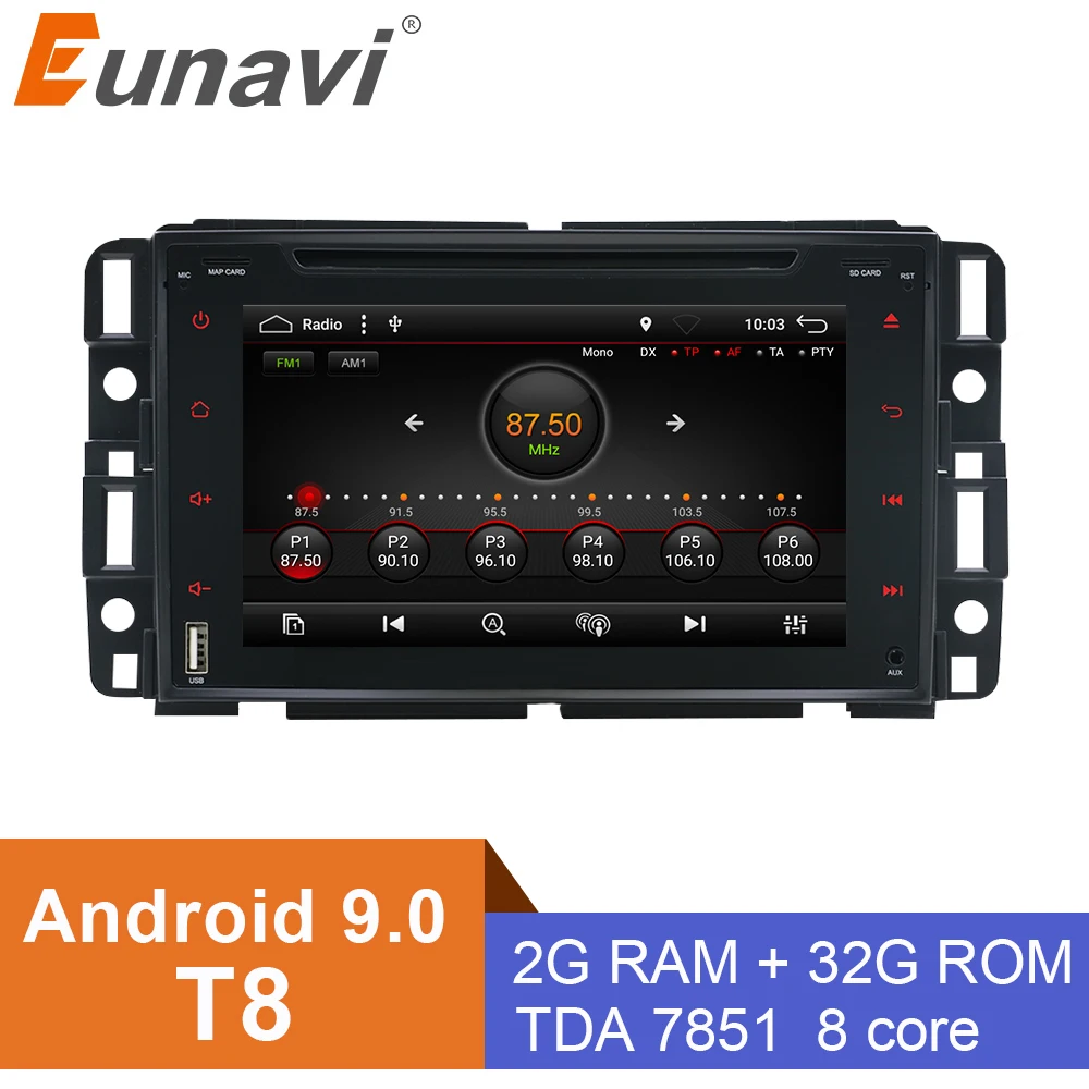 Eunavi автомобильный DVD gps 2G+ 32G Navi для Chevrolet/Silverado/Tahoe/Monte GMC Yukon/Denali/Acadia 2 Din автомобильный радиоприемник стерео BT wifi 8 Core