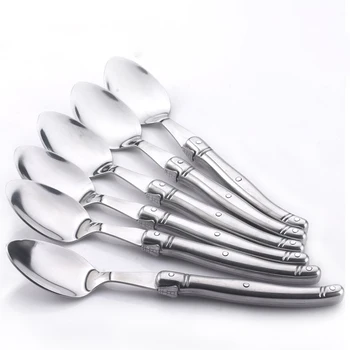 

6'' 15cm Laguiole Style Stainless steel Teaspoon Mini Coffee spoon Small Dessert Tea Spoons Hollow Handle Silver Dinnerware 4pcs