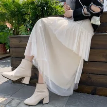 Женская плиссированная юбка с завышенной талией, необычная Пышная юбка, эластичные Повседневные Вечерние женские юбки средней длины, сетчатые кружевные юбки# es