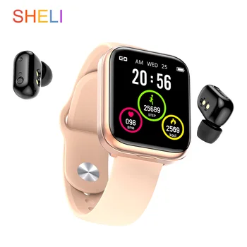 

SHELI AI Smart Watch With Bluetooth Earphone Heart Rate Monitor Smart Wristband Smart Watch Men Sports Earphone